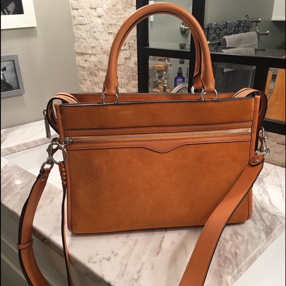 Camel suede satchel